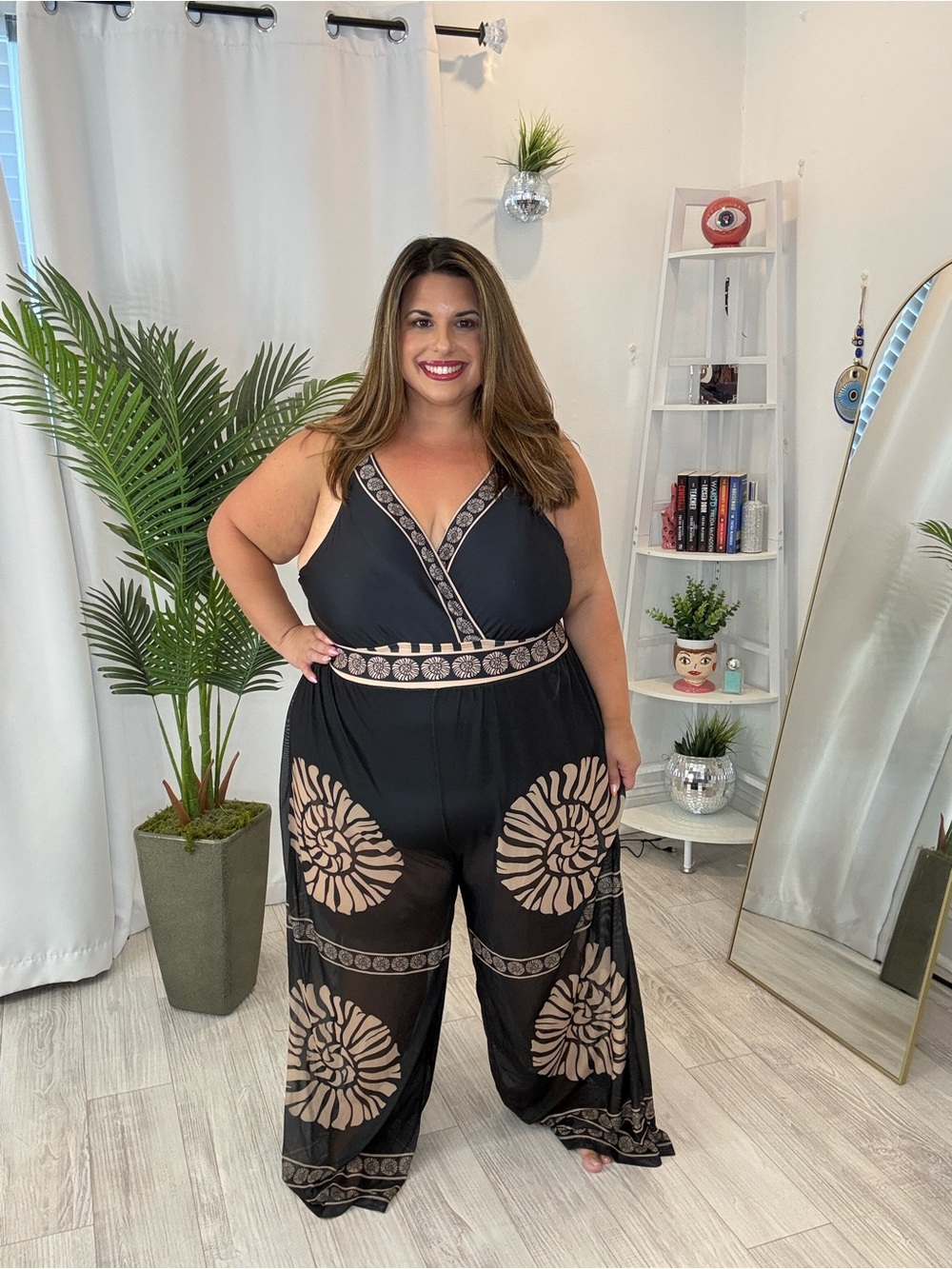 Plus Size One Piece Swimsuit and Matching Pant Coverup